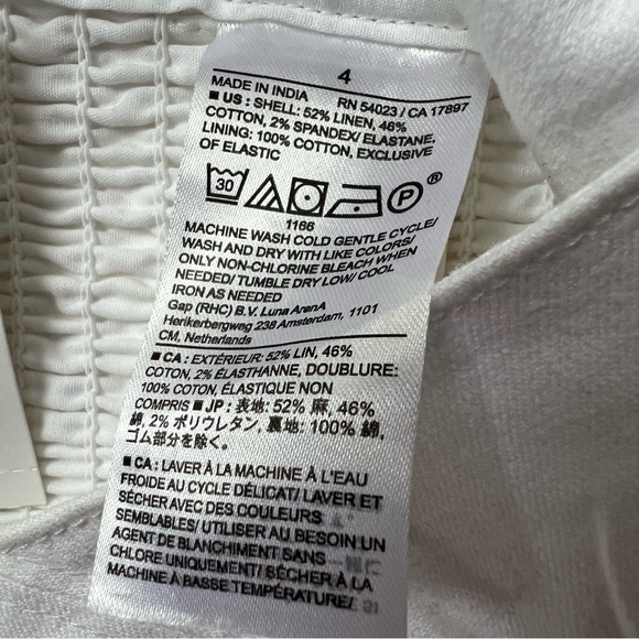 Banana Republic Crop Top Corset Bustier Square Neck  Linen Smocked White Size 4 - Picture 6 of 8